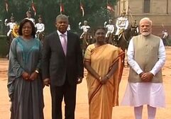 अंगोला के राष्ट्रपति जोआओ मैनुअल गोंकाल्वेस लौरेंको का भारत में राजकीय स्वागत हुआ।