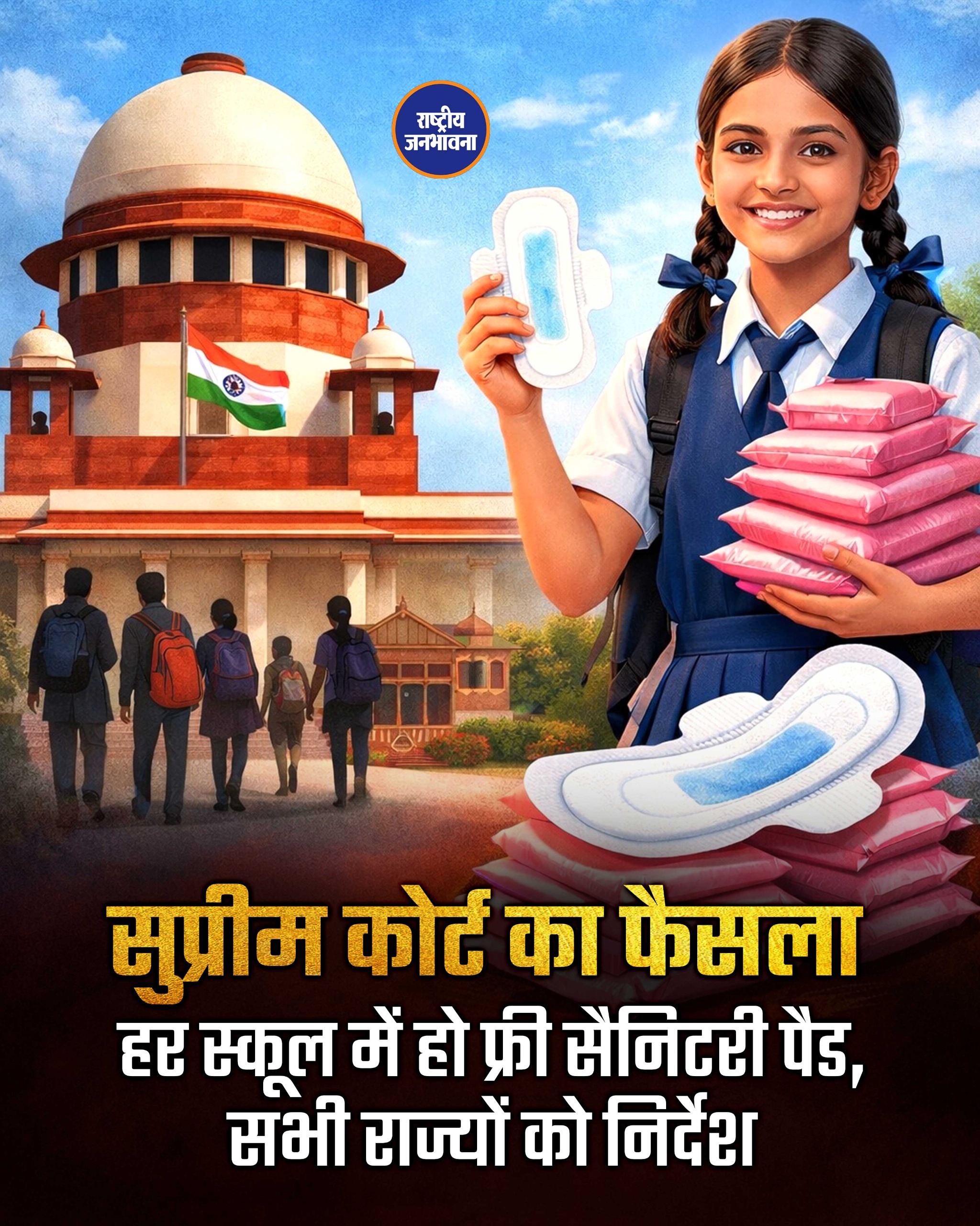 सुप्रीम कोर्ट का फैसला 'हर स्कूल में हो फ्री सैनिटरी पैड, सभी राज्यों को निर्देश
