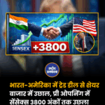 भारत-अमेरिका में ट्रेड डील से शेयर बाजार में उछाल, प्री ओपनिंग में सेंसेक्स 3800 अंकों तक उछला
