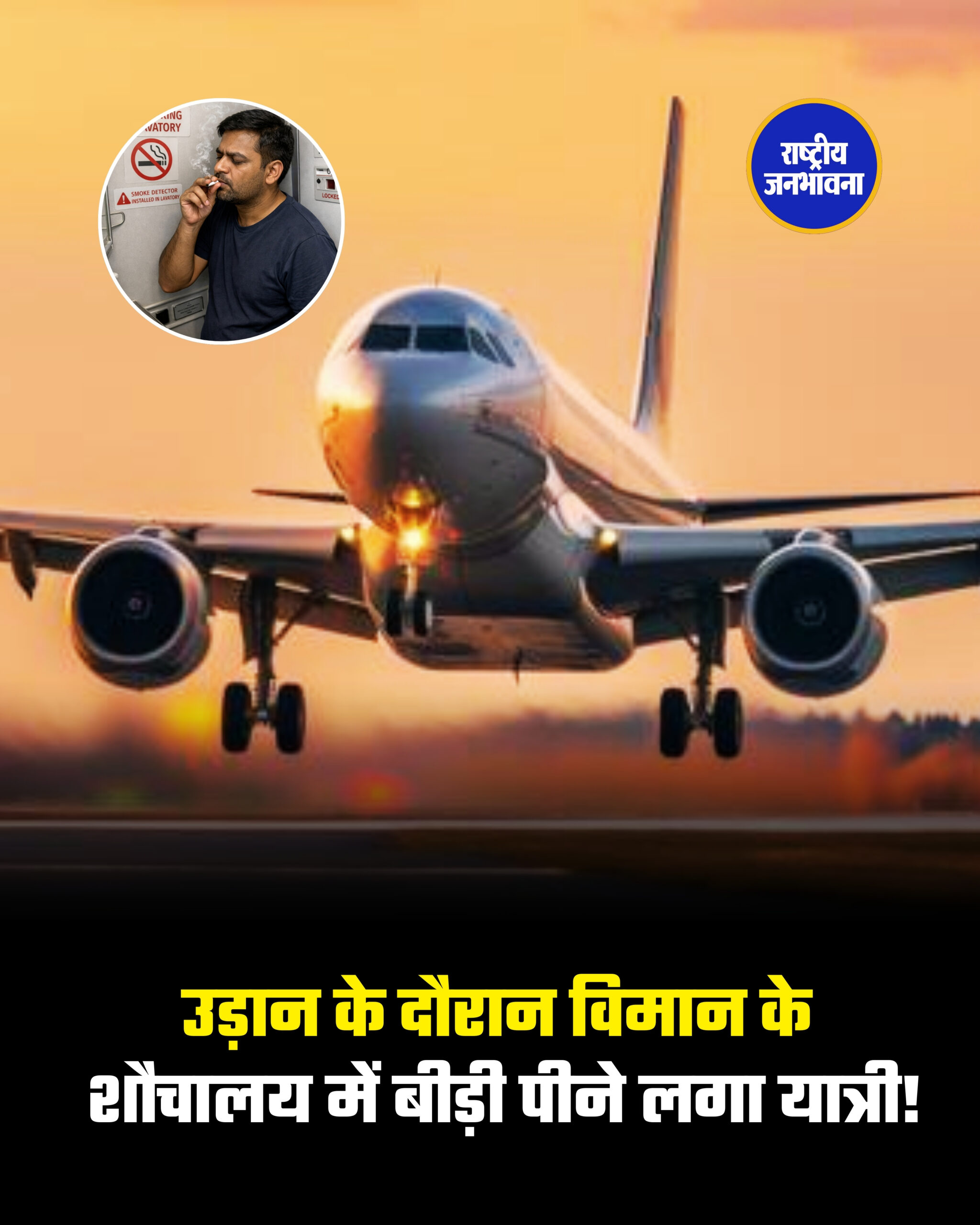 उड़ान के दौरान विमान के शौचालय में बीड़ी पीने लगा यात्री!