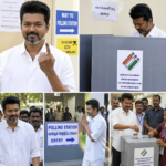 TVK प्रमुख और तिरुचिरापल्ली पूर्व तथा पेरम्बूर निर्वाचन क्षेत्र से उम्मीदवार विजय ने आज चेन्नई के एक मतदान केंद्र पर अपना वोट डाला।