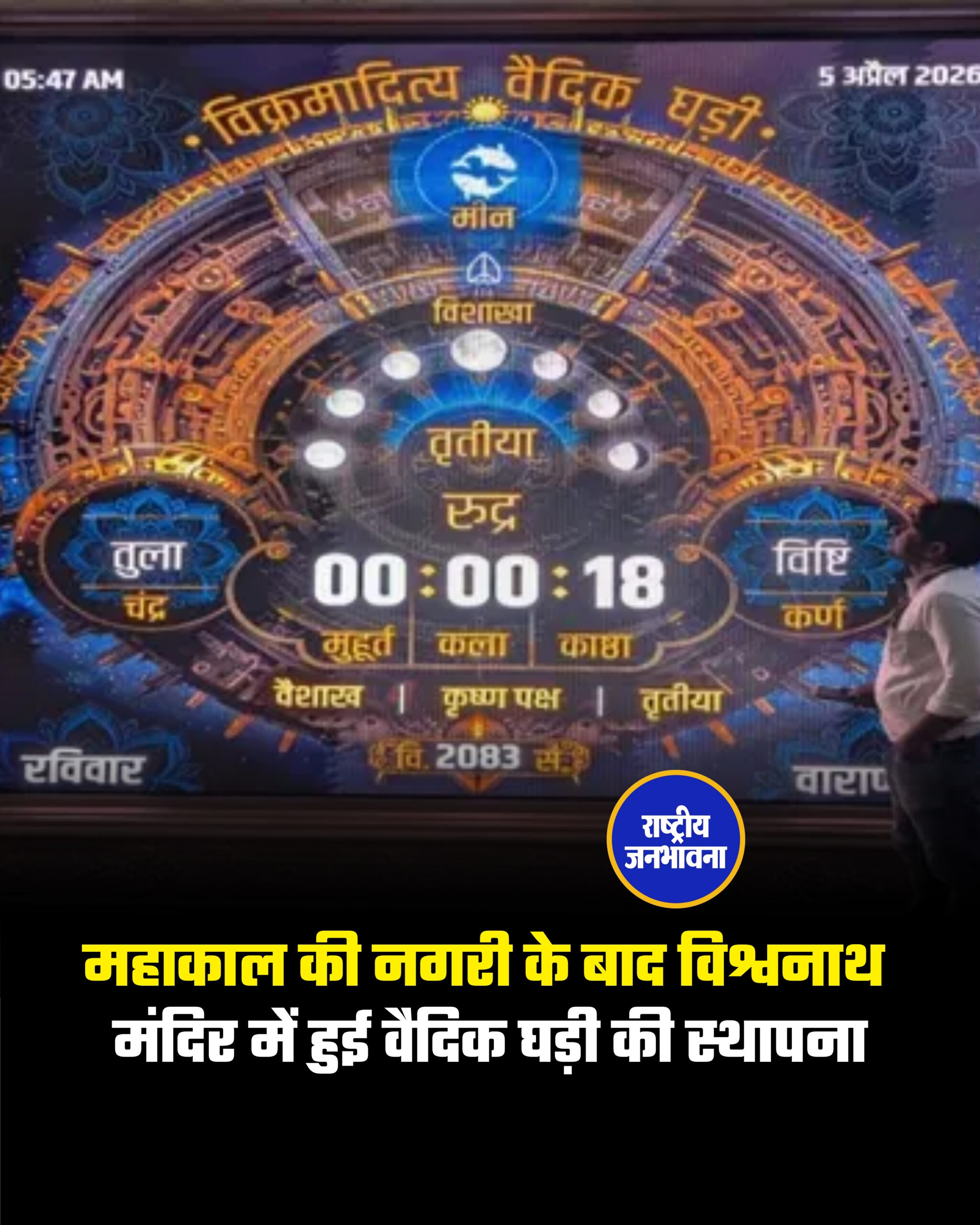 महाकाल की नगरी के बाद विश्वनाथ मंदिर में हुई वैदिक घड़ी की स्थापना