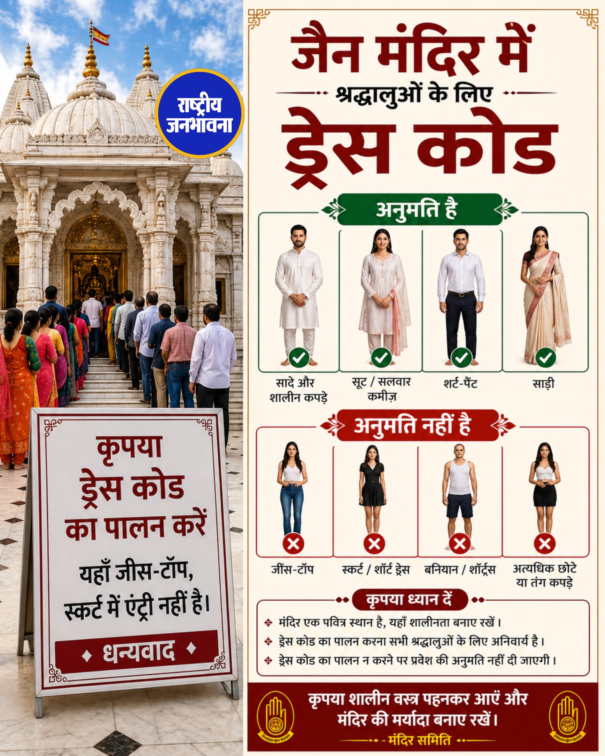 जैन मंदिर में श्रद्धालुओं के लिए ड्रेस कोड, जींस-टॉप, स्कर्ट में एंट्री बैन !