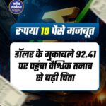 रुपया 10 पैसे मजबूत, डॉलर के मुकाबले 92.41 पर पहुंचा; वैश्विक तनाव से बढ़ी चिंता