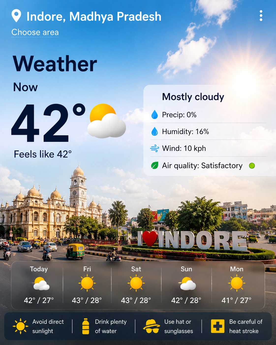 इंदौर में 42 डिग्री