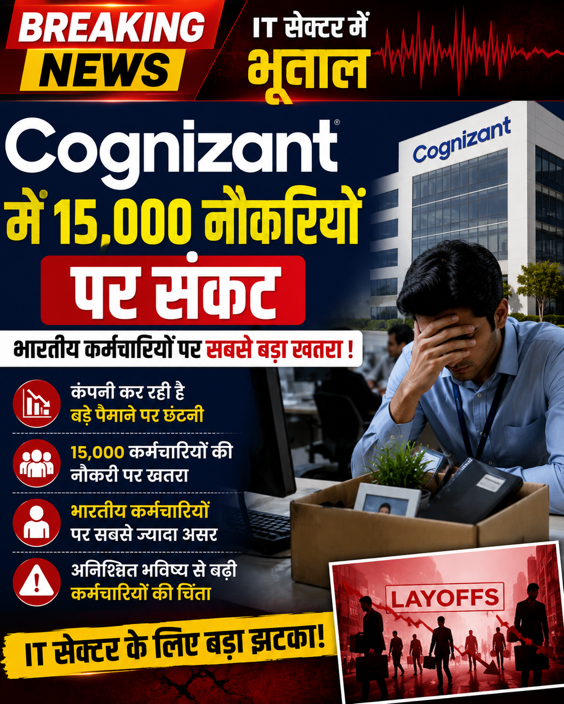 IT सेक्टर में भूचाल; Cognizant में 15,000 नौकरियों पर संकट, भारतीय कर्मचारियों पर सबसे बड़ा खतरा!