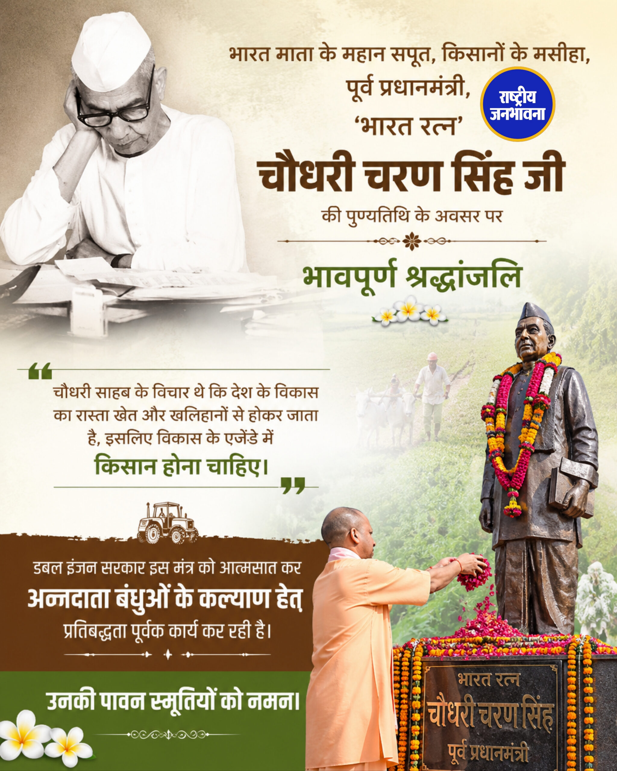 चौधरी चरण सिंह की पुण्यतिथि पर CM योगी ने दी श्रद्धांजलि