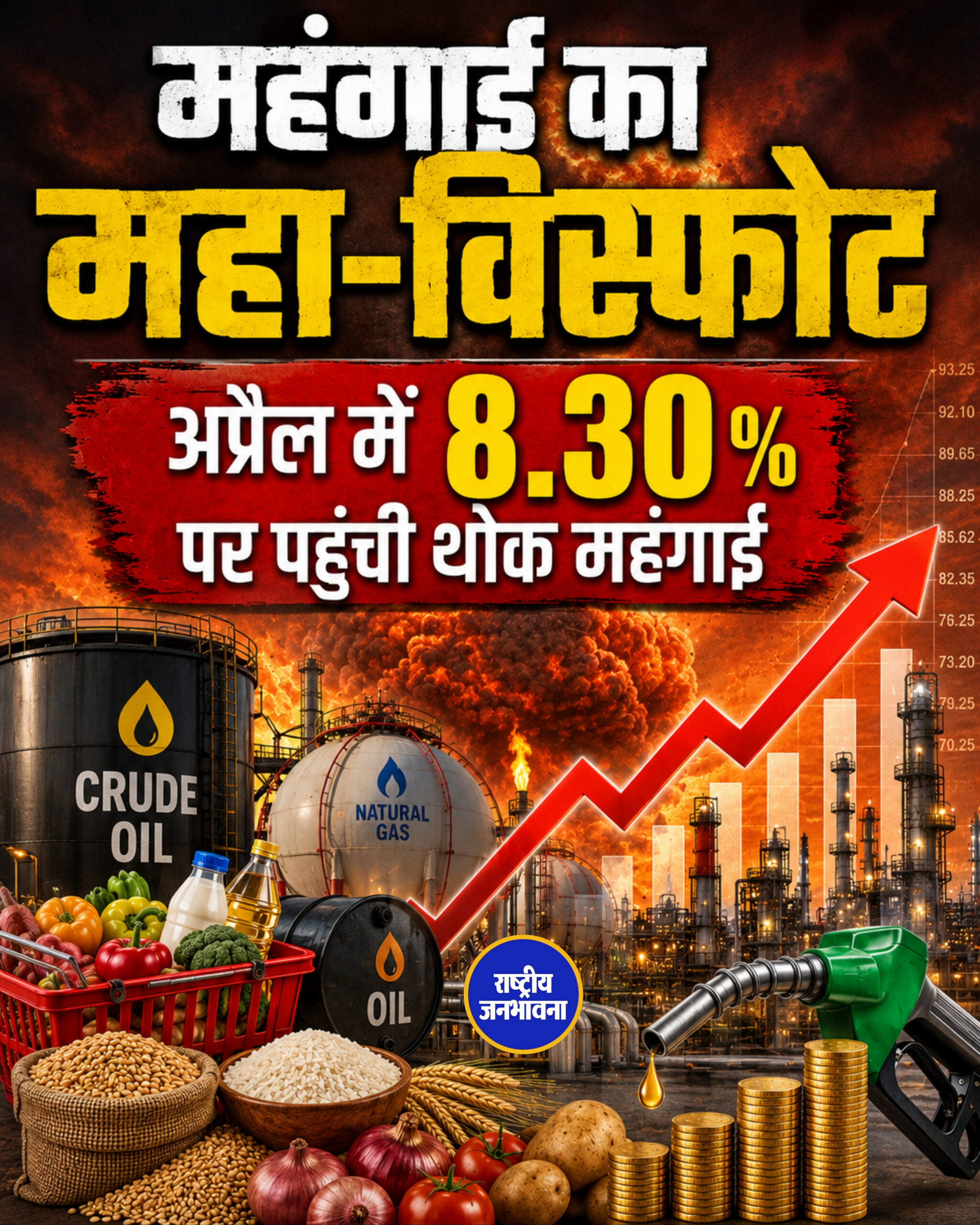 महंगाई का महा-विस्फोट, अप्रैल में 8.30% पर पहुंची थोक महंगाई