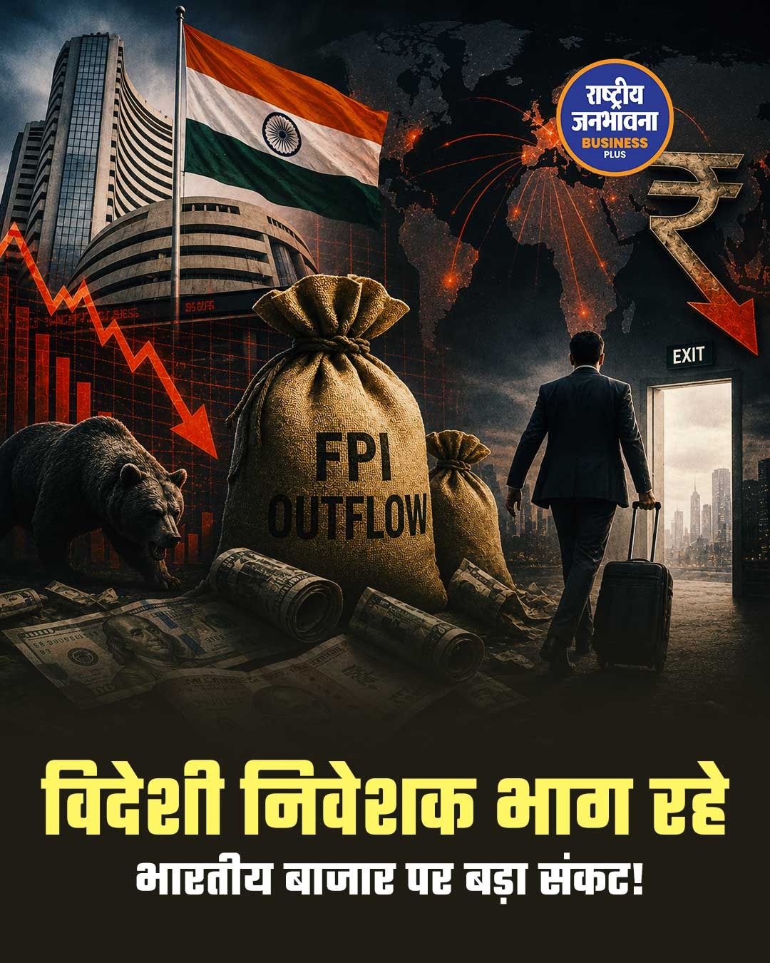 भारतीय शेयर बाजार से विदेशी निवेशकों की बड़ी बिकवाली, 2026 में अब तक 2.2 लाख करोड़ रुपये निकाले