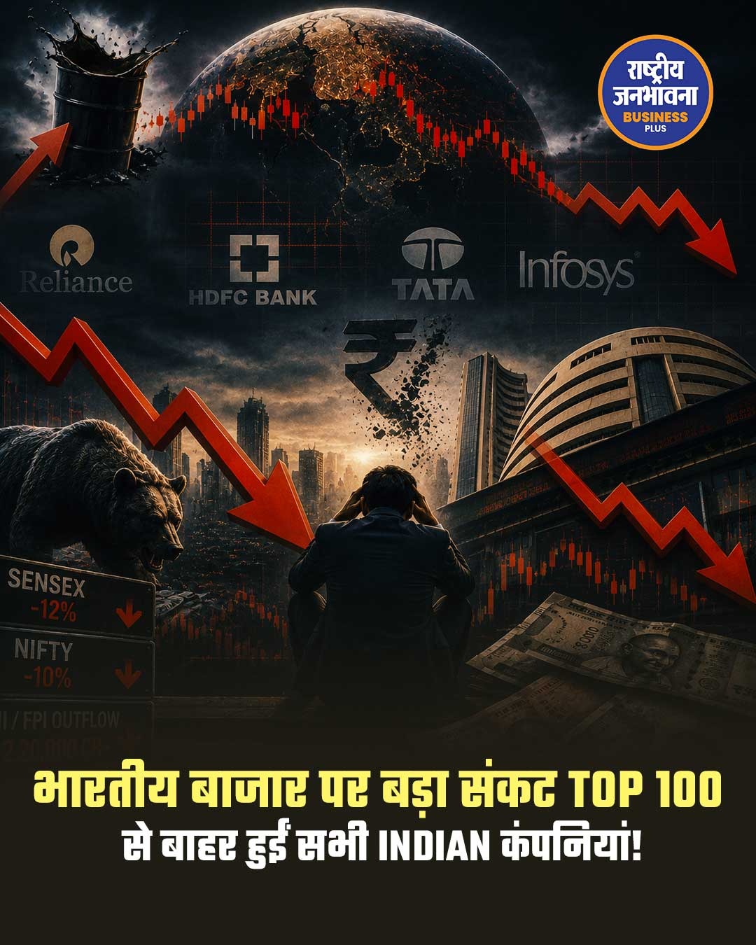 भारतीय शेयर बाजार में बड़ी गिरावट, टॉप 100 ग्लोबल कंपनियों से बाहर हुईं भारतीय दिग्गज कंपनियां