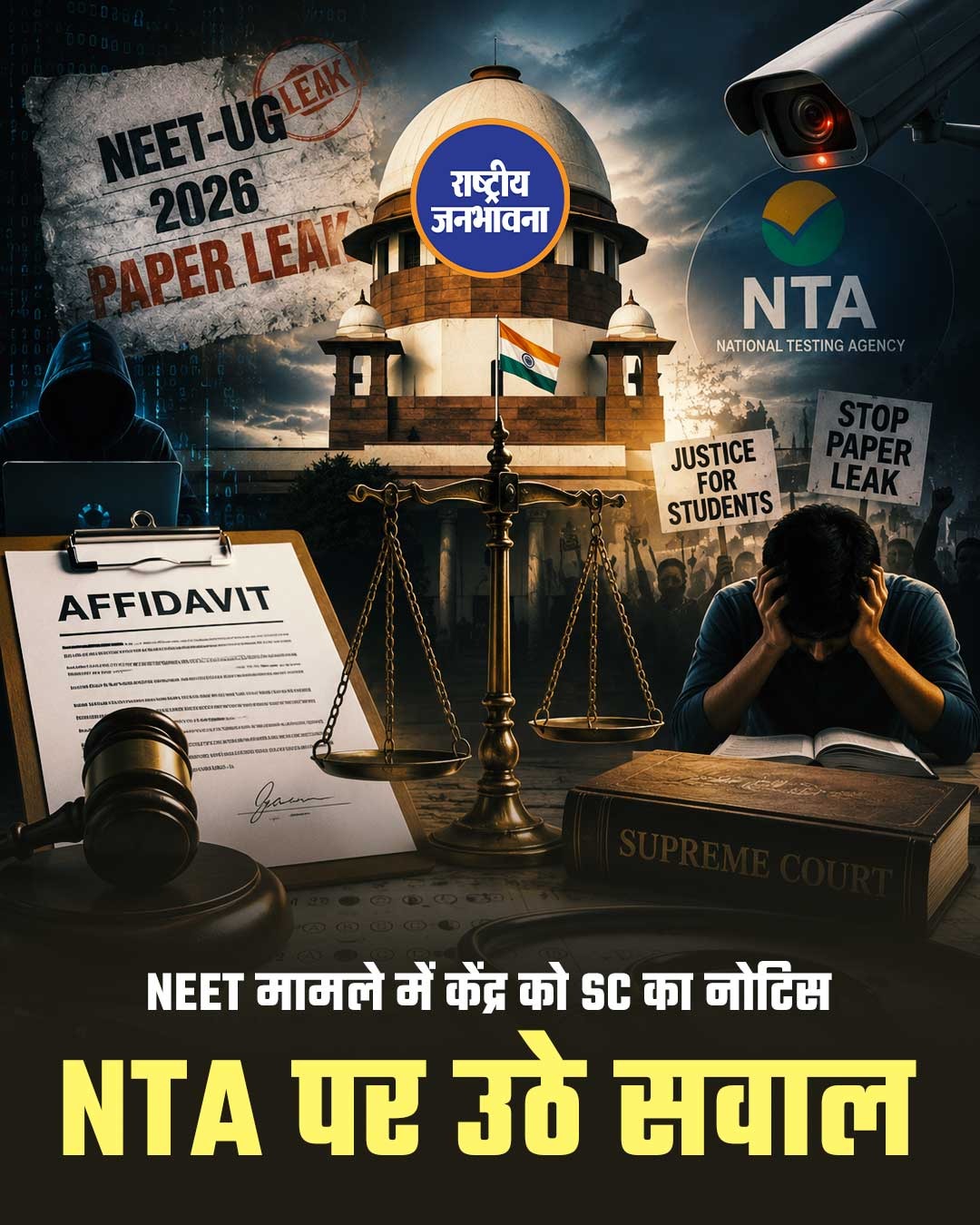 NEET-UG 2026 पेपर लीक मामला: सुप्रीम कोर्ट सख्त, केंद्र से मांगा हलफनामा