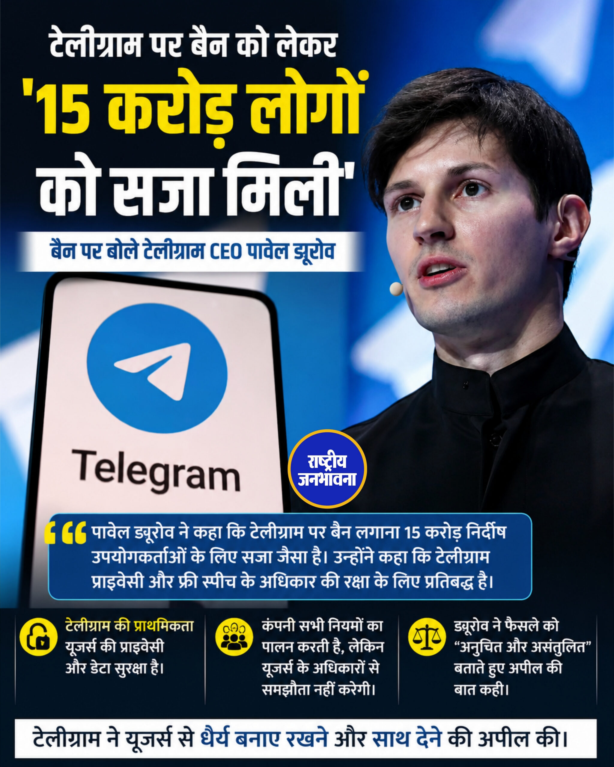 '15 करोड़ लोगों को सजा मिली', बैन पर बोले टेलीग्राम CEO पावेल ड्यूरोव