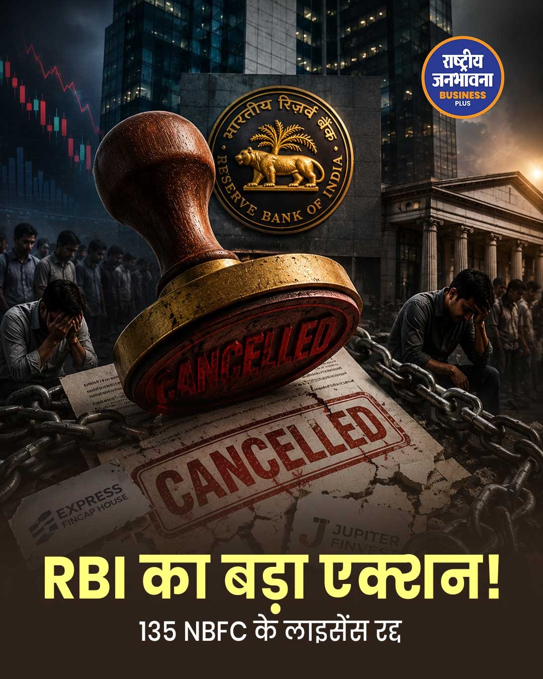 RBI का बड़ा एक्शन: 135 NBFCs के लाइसेंस रद्द, निवेशकों को सतर्क रहने की सलाह