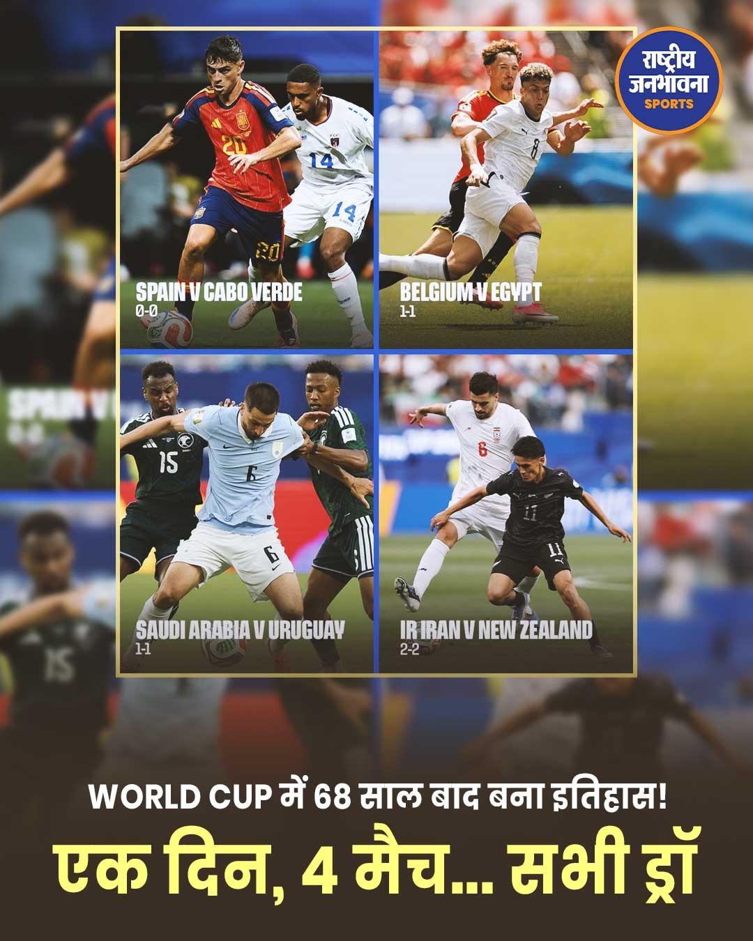 FIFA World Cup 2026: 68 साल बाद बना अनोखा रिकॉर्ड, एक ही दिन में चार मुकाबले रहे ड्रॉ