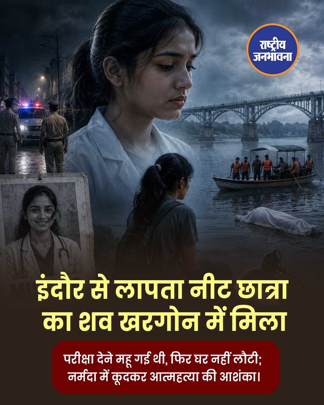 NEET परीक्षा देने निकली छात्रा का शव नर्मदा नदी में मिला, परिवार ने उठाए सवाल