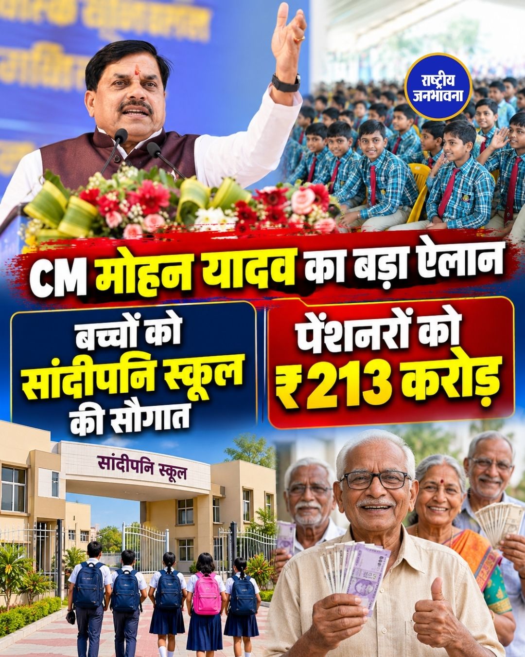 नरसिंहपुर को CM मोहन यादव की बड़ी सौगात, 35.56 लाख पेंशन हितग्राहियों के खातों में ₹213.41 करोड़ ट्रांसफर