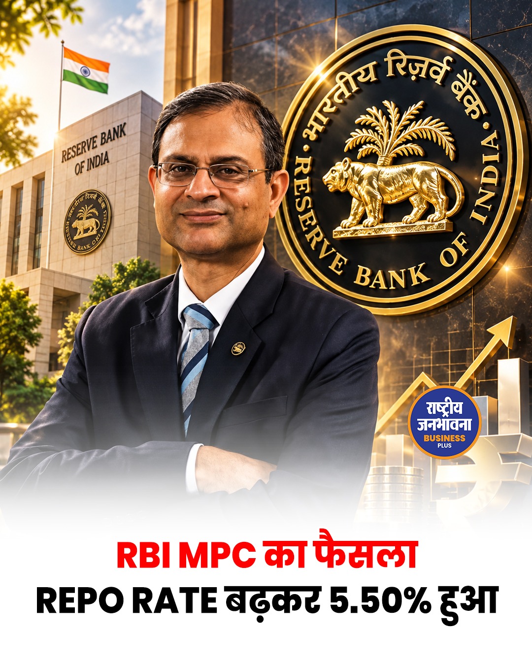 RBI ने रेपो रेट बढ़ाकर 5.50% किया, ब्याज दरों में कटौती की संभावना कम