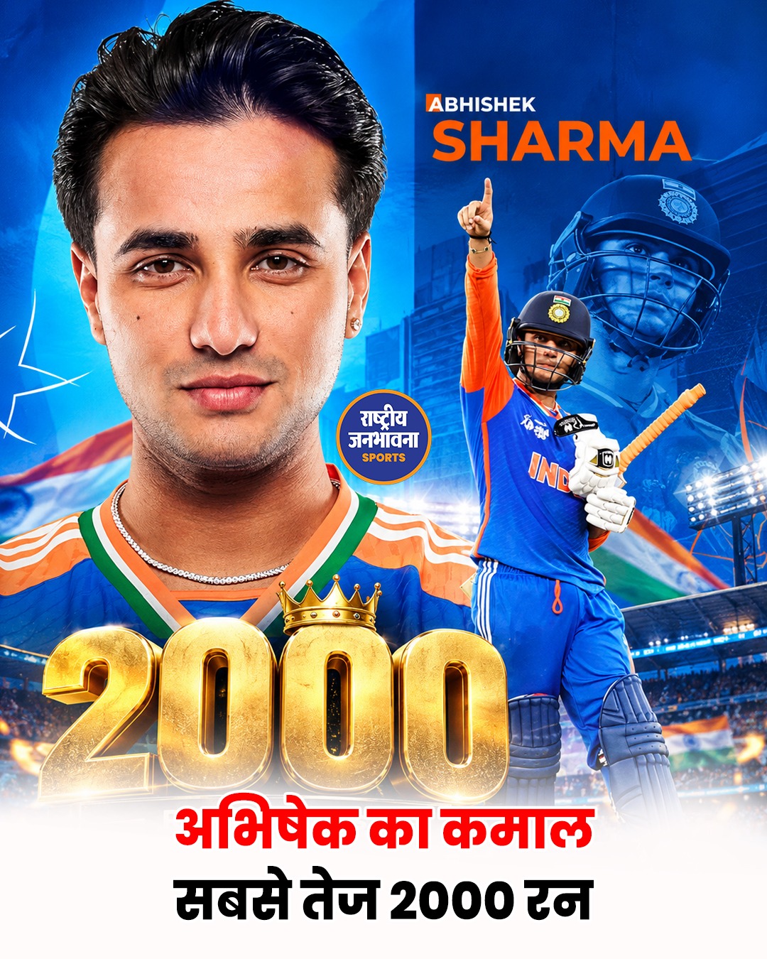 अभिषेक शर्मा ने T20 अंतरराष्ट्रीय में पूरे किए 2000 रन, सूर्यकुमार यादव का रिकॉर्ड तोड़ा